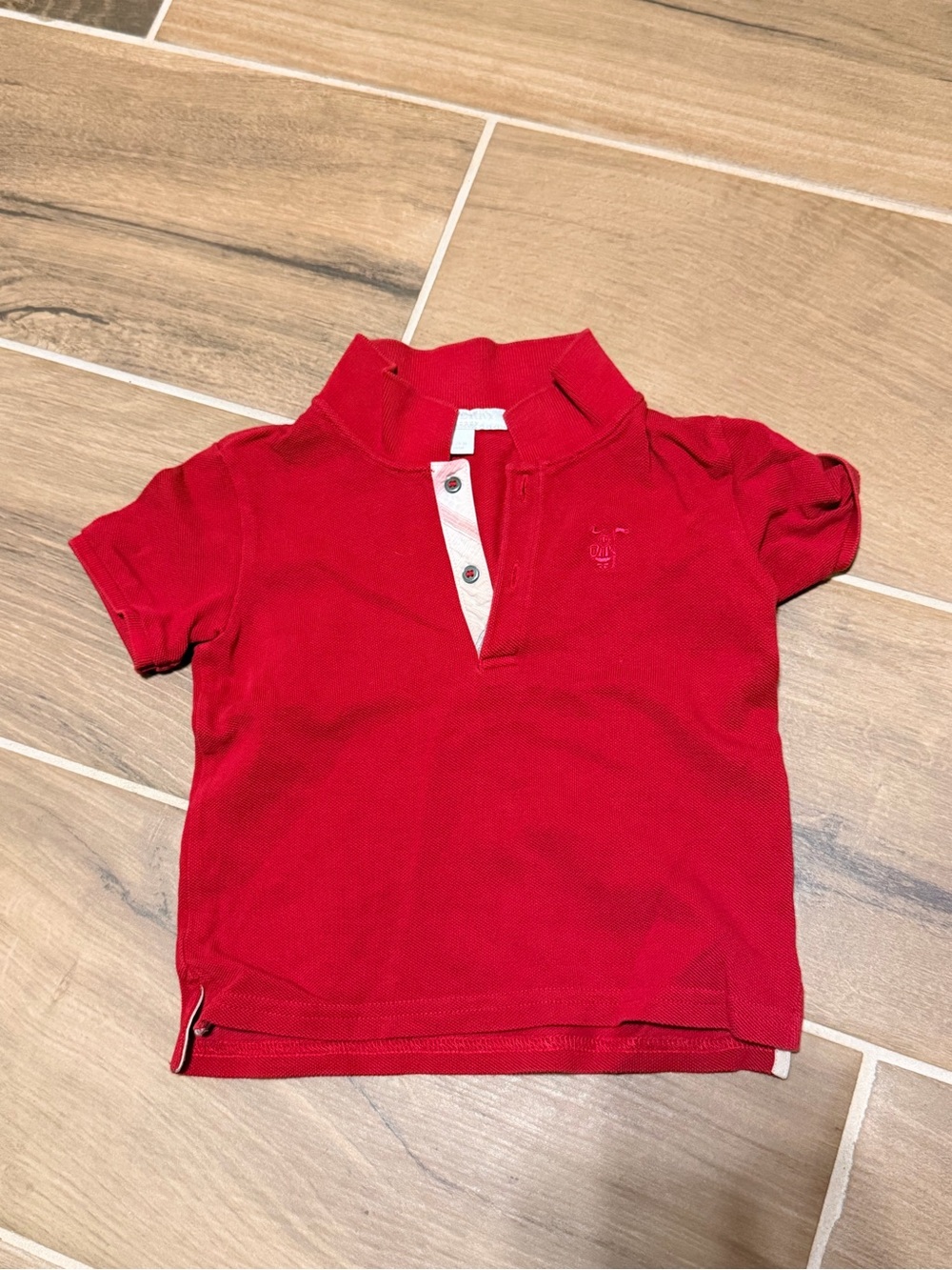 Burberry Red Kids Polo Shirt with Contrast Placket